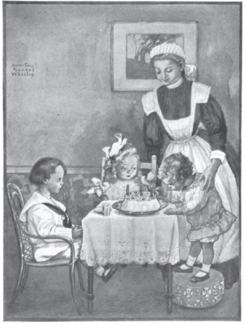 Birthday Cake Party Scene St. Nicholas Magazine 1909 Birthday Cake Party Scene St. Nicholas Magazine 1909