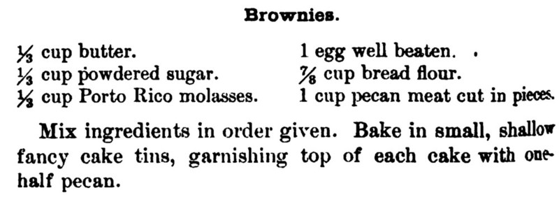 Boston cooking School 1896 Chocolate Bronwies (Molasses Cake)