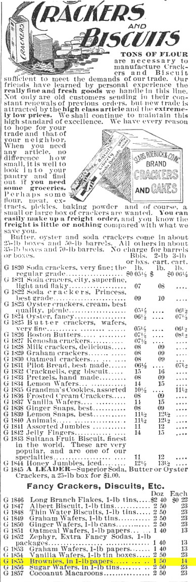 1897 Sears & Roebuck Chocolate Brownies (cookies)