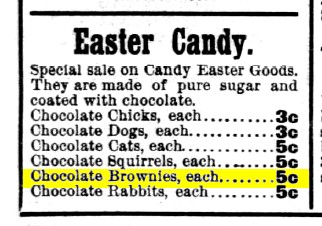 Minneapolis journal 1901 chocolate bronwies (Easter Candies)