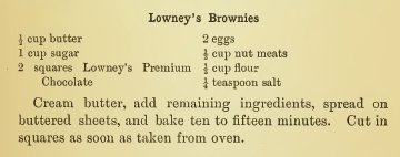 Lowney's Cook book 1907 Lowney's Brownies Recipe